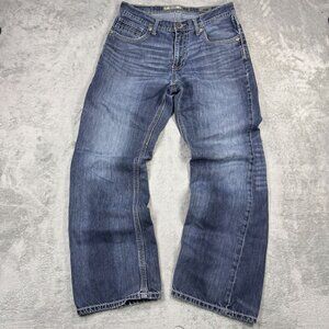 BUCKLE BKE Tyler Straight Leg Denim Jeans Grunge Thick Stitch Whiskering 32R